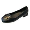 Fashion temperament single shoes women's spring and autumn new square head light mouth thick heel versatile shoes low heel small leather shoes