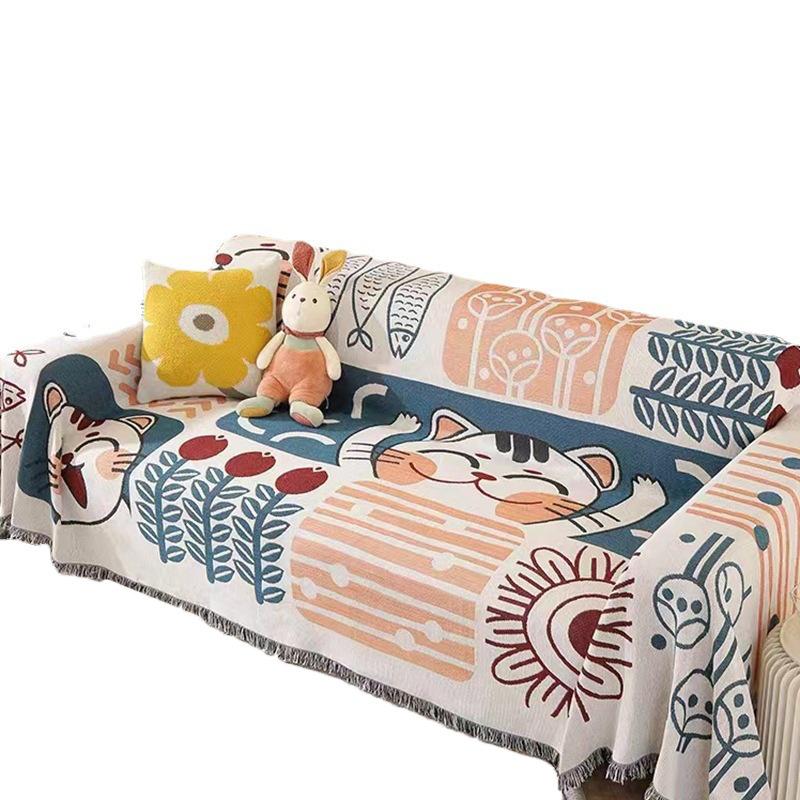 Nordic Instagram Style Sofa Cover Sofa Towel Cover Cloth Outdoor Living Room Sofa Cover Towel Double-Sided Thickened Baby Sling Camping