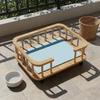 Wooden Pet Bed with Raised Fence, Breathable, Elevated Sofa Made of