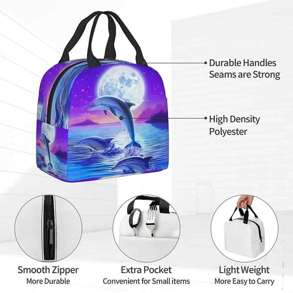 Dolphin Lunch Box for Kids Boys Girls Reusable Lunch Tote Bags, Perfect for School/Camping/Hiking/Picnic/Beach/Travel
