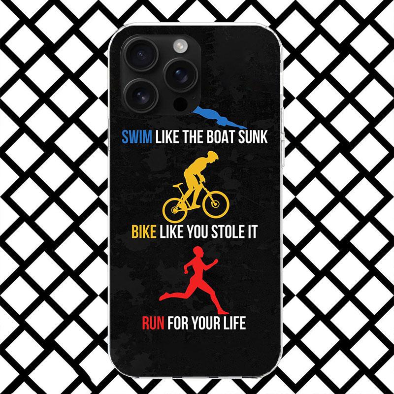 Triathlon Swim Bike Run Phone Case for iPhone 17 Air 16 16E 15 14 Plus 13 Mini 12 11 Pro Max 7 8 + SE 2020 Soft Cover Fundas 17