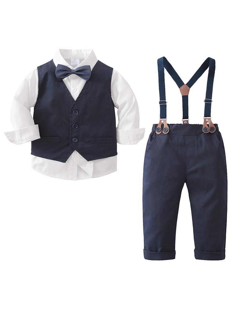 Chlapecký jarní a podzimní formální vestový oblek – Třídílný outfit pro malého gentlemana