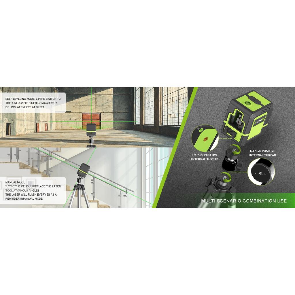 Lfine Laser Level 2 Lines Cross Green Level Laser Horizontal Vertical Nivel Laser Automatic 360°Self-Leveling Laser Level Tools
