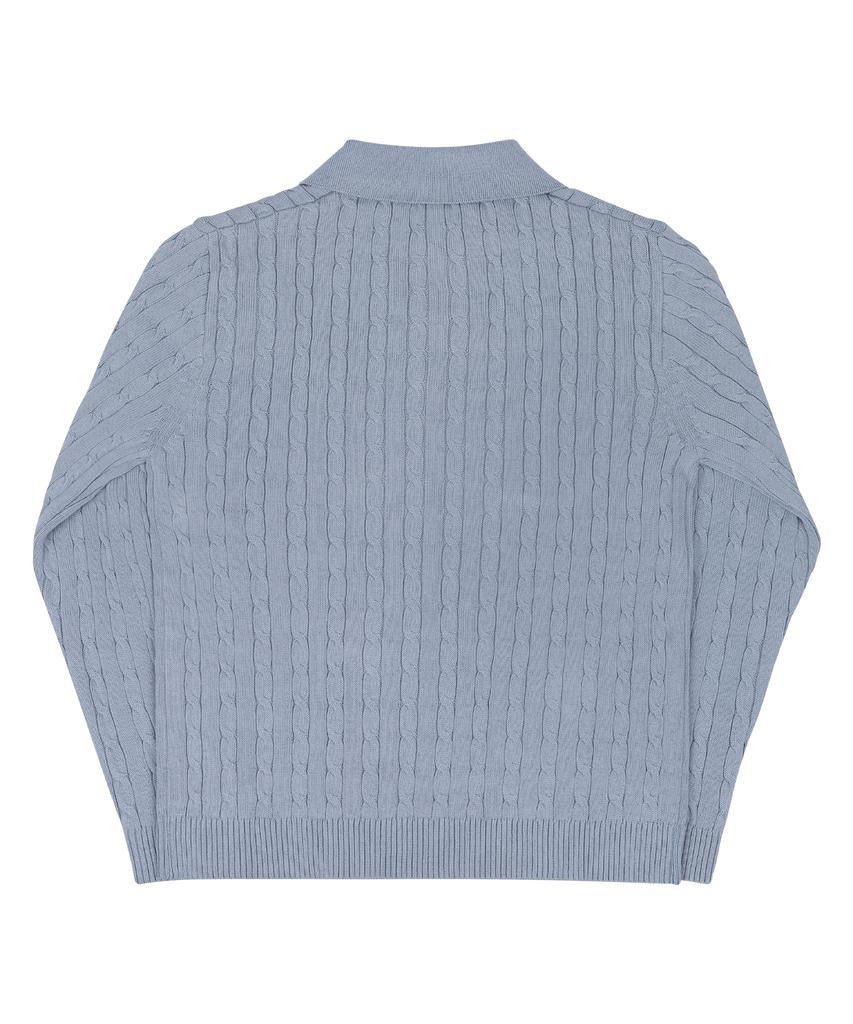 SELITIO Women'S Color Point Cable Collar Knit Cool Grey