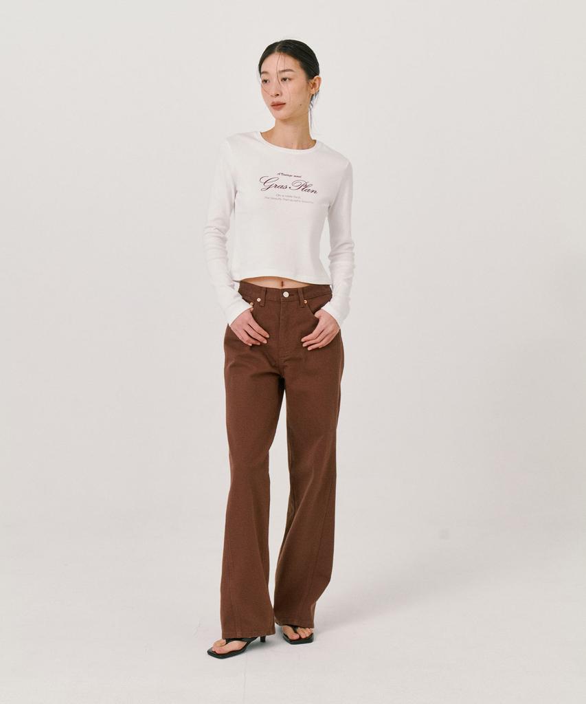 GRASPLAN Loose Fit Semi Wide Denim Pants_Brown
