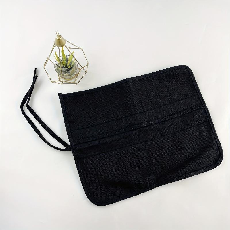 1pc Portable Roll-Up Brush Holder, 22 Holes Zipper Pouch for Makeup Brushes, Watercolor Oil Pens, Artist Travel Storage Case