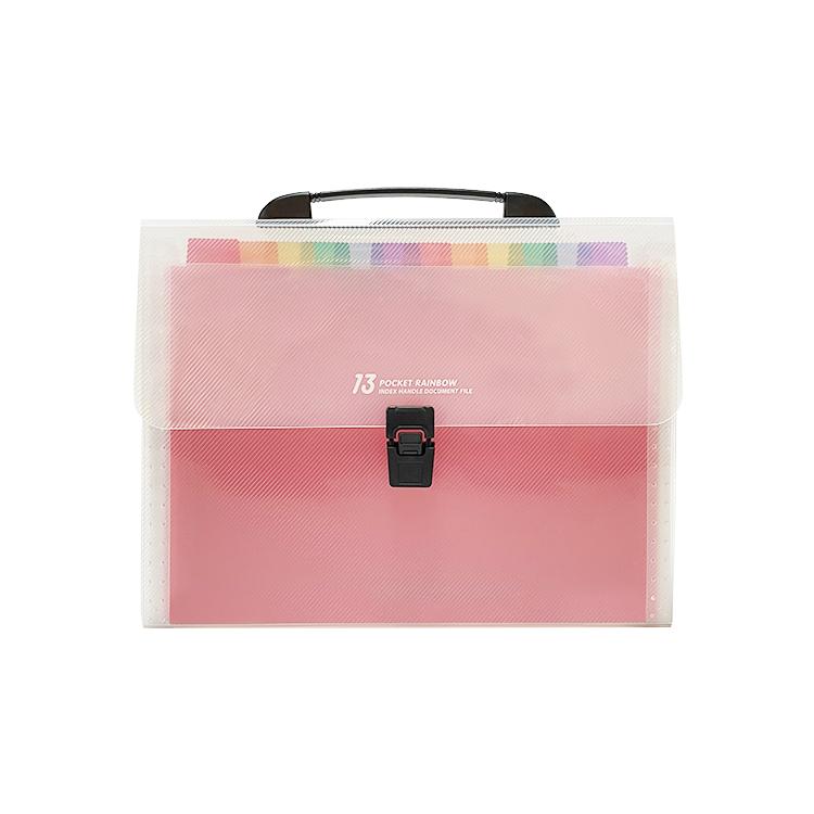 Hanging Expanding Types of Plastic  Folders Document Enclosed Wallets 13 Pockets Filing Products File Bag with Handle Flap