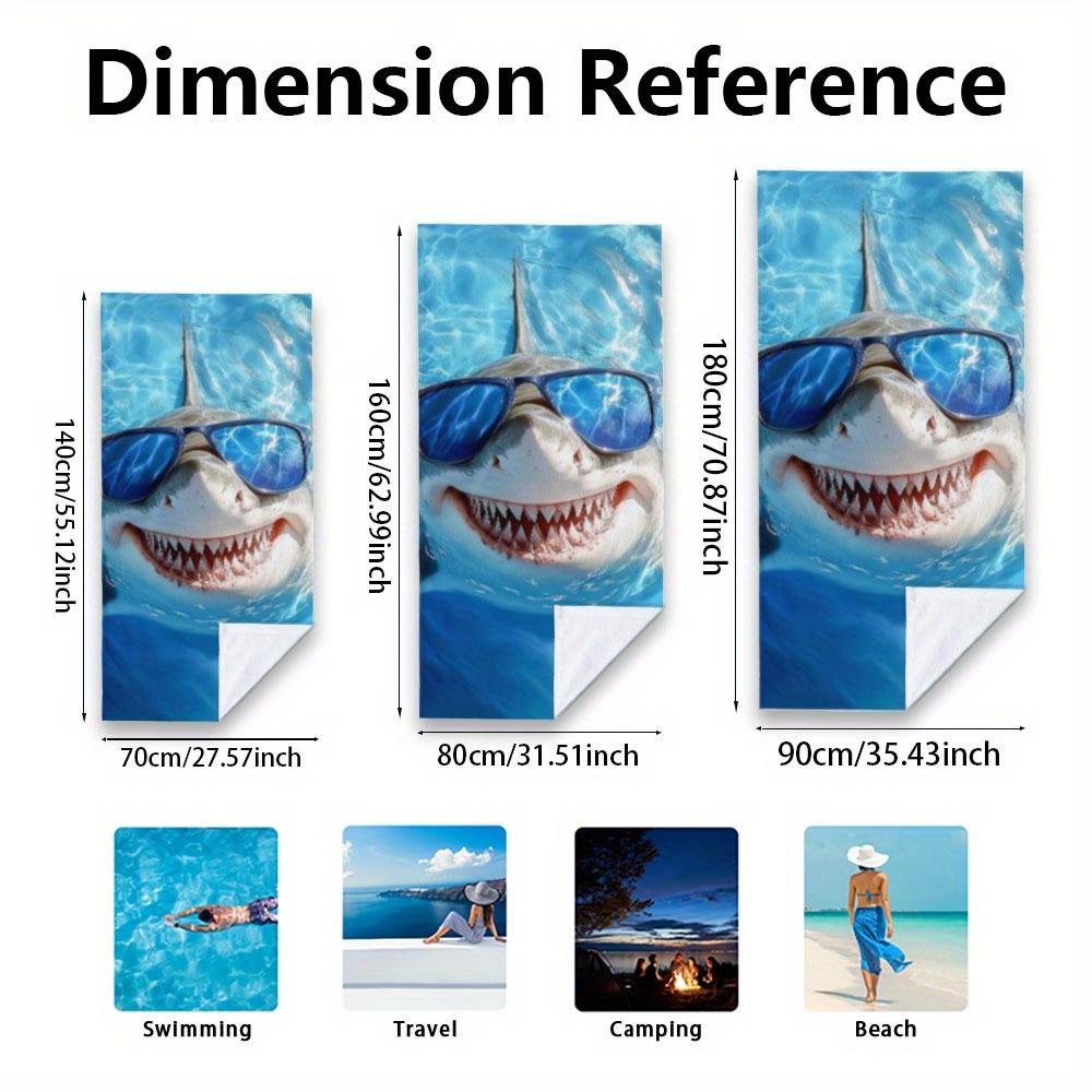 1pc Cartoon Shark Print Microfiber Beach Towel - Lightweight and Soft Extra Large Beach Fashion Blanket | Perfect for Beach, Pool, Yoga