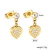 Delicate and Sweet Heart-shaped Diamond-studded Earrings for Women, Stainless Steel with Gold Plating Luxury Fashion Jewelry