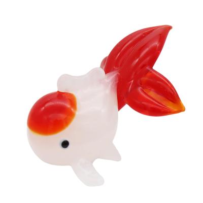 Fourcart Adorable Artesanía de Vidrio Hecha a Mano Pez Dorado de Burbujas L