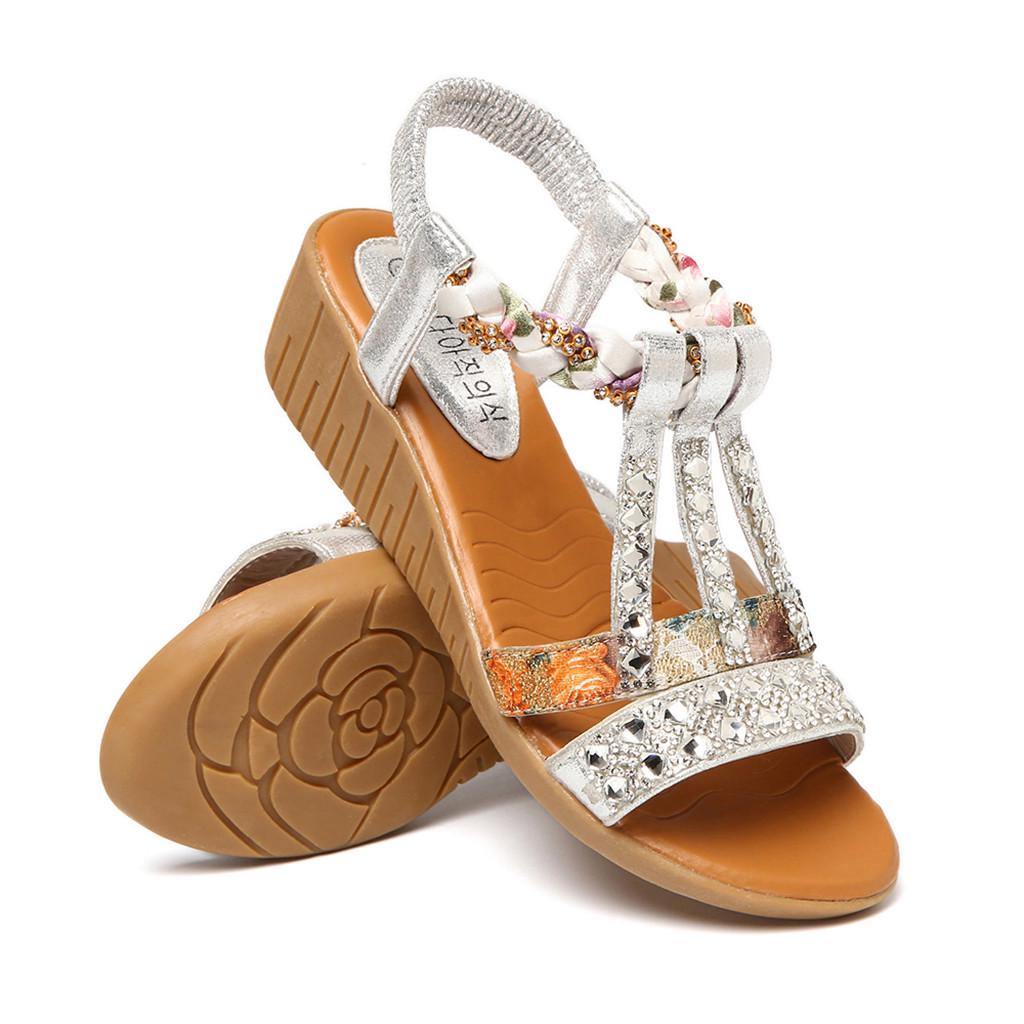 Seaintheson Womens Shoes Womens Summer Crystal Bling Wedges Sandals Ladies Bohemia Beach Shoes Casual Roman Sandals Seaintheson Womens Shoes Womens Summer Crystal Bling Wedges Sandals Ladies Bohemia Beach Shoes Casual Roman Sandals