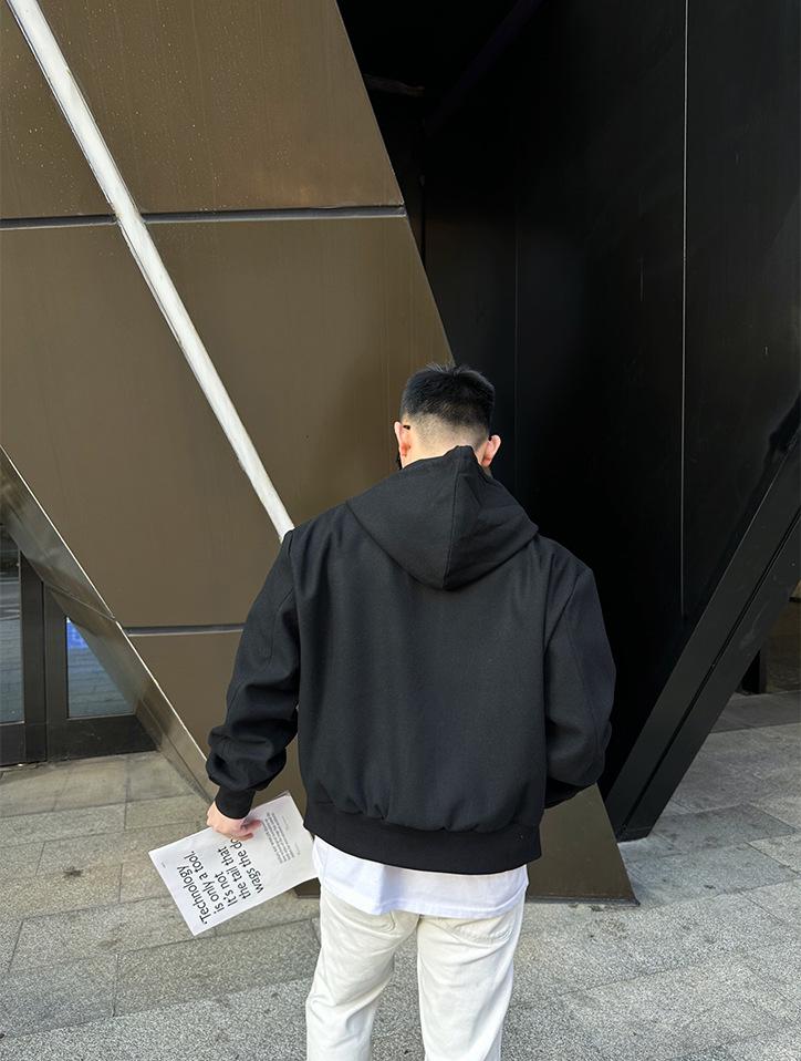 Nan You Lv Jia Men's Wool-Cotton Logo Hoodie: Heavyweight Winter Casual Long Sleeve Sweatshirt