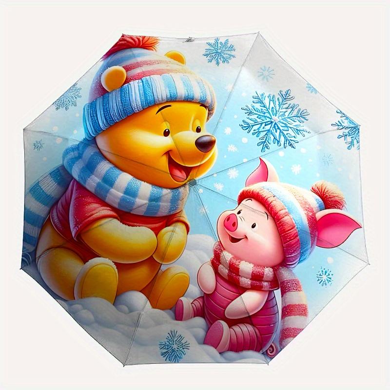 Winnie the Pooh, Piglet Automatic Opening and Closing Umbrella, Compact Travel Umbrella, Lightweight and Portable, Suitable for Beach Commut