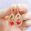 Korean Trendy Zircon Drop Shape Drop Earrings for Women Fashion Gold Color Earring Jewelry Party Accessories