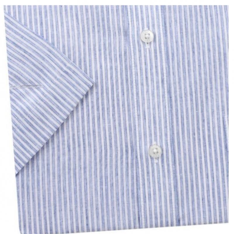 Daks 26 Year Ss Linen BlenD Stripe Summer Short Sleeve Regular Fit DreSs Shirt D