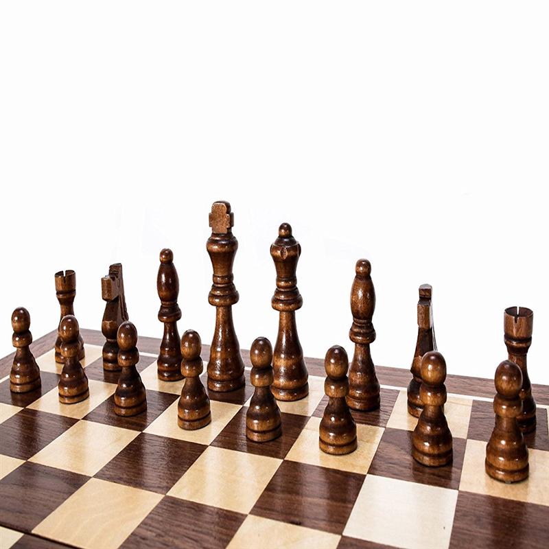 24x24CM 3in1 Set de șah internațional din lemn șah pliabil pentru interior divertisment de interior portabil joc de masă Checker cadou de zi de naștere pentru copii