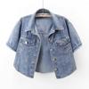 Sommer Damen Kurze Lose Kurzarm Jeansjacke