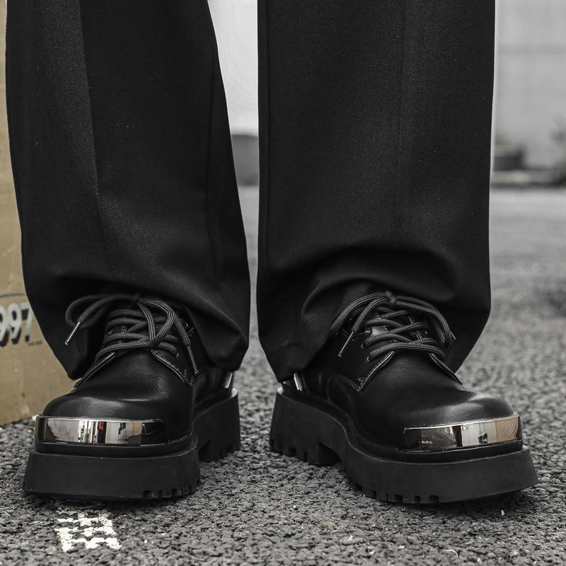 2024 niche commuter derby shoes trendy British men and women round head thick sole height increase versatile casual leather shoes 59013-J