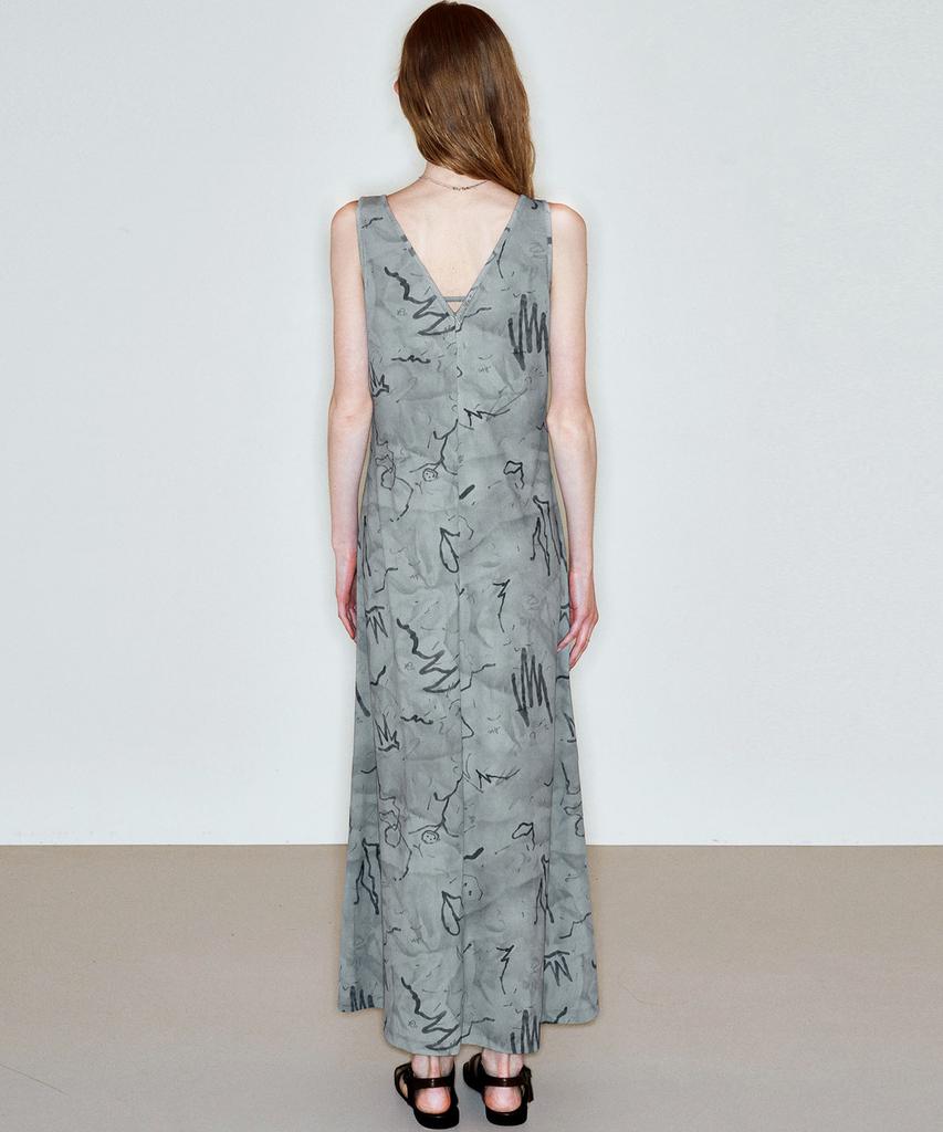 Ssikeoseun Drawing Sleeveless Dress_Khaki