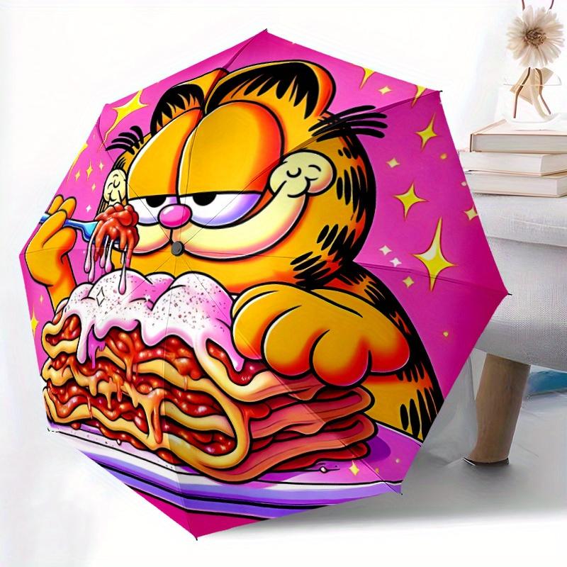1pc Garfield Pasta Windproof Automatic Windproof Umbrella, Lightweight for Women/Men, Perfect Christmas Gift A0811204