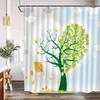 Elegant Heart Tree Shower Curtain – Artistic Green Leaf & Cloud Design, Polyester With Hooks, Machine Washable