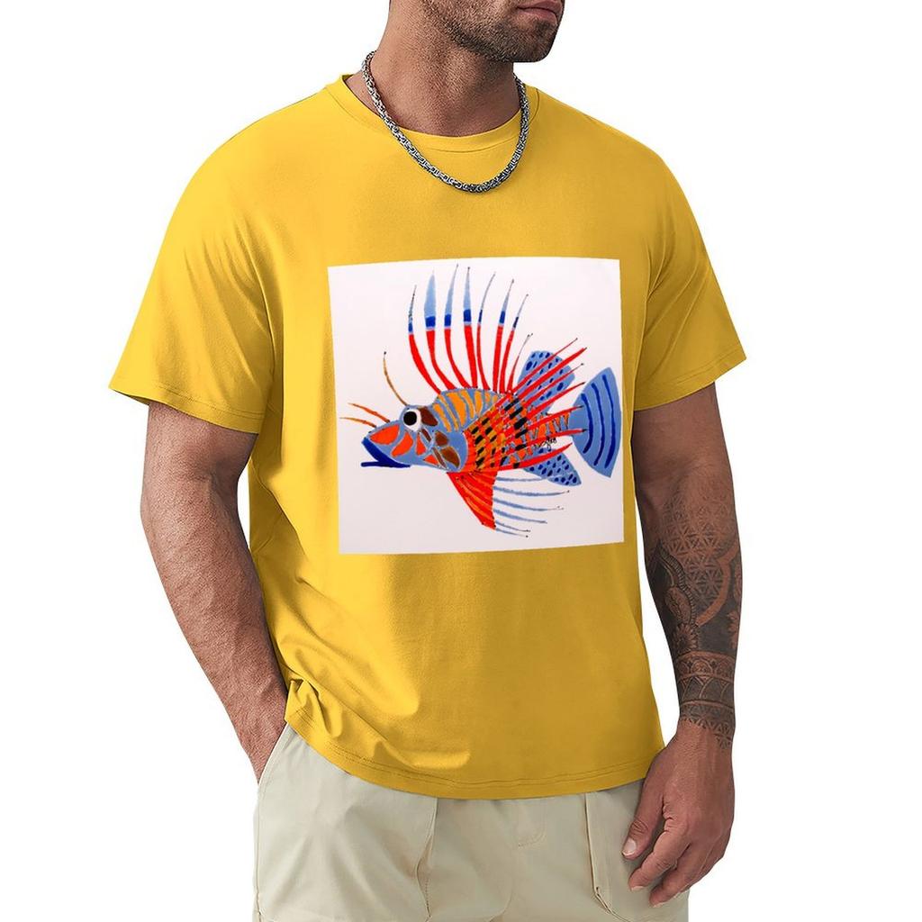Lion Fish T-Shirt Heavyweights Plain Short Sleeve Tee Vintage T Shirts Men T Shirt