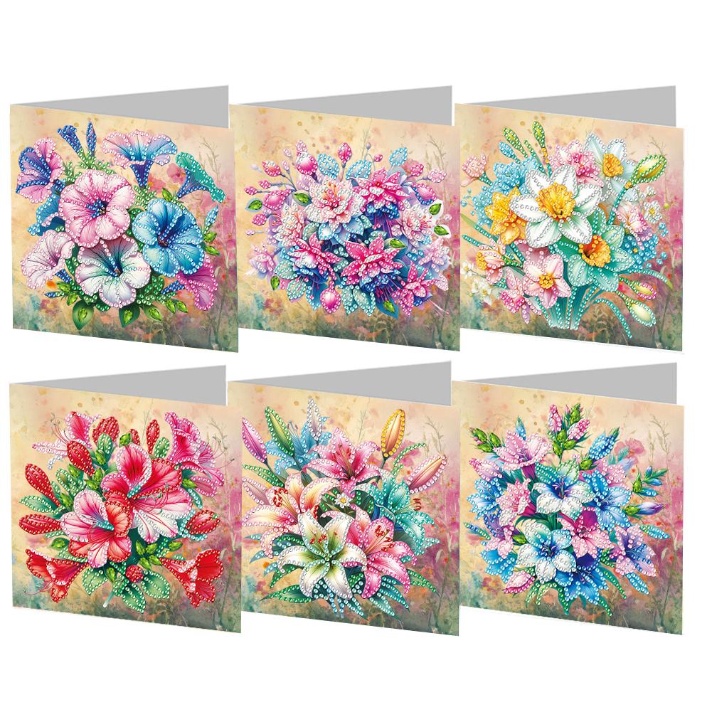 6pcs DIY Rhinestone Diamond Art Mosaic Postcards Diamond Art Handmade Cards Creative Christmas Birthday & Thanksgiving Card Kits