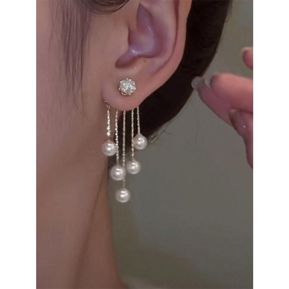 

topshiny Korean Elegant Tassel Earrings, Fashionable Elegant Niche Design Retro Earrings, Two-Way Wear (Some Tassel May Fall Off, Can Be Reattached one-size белый