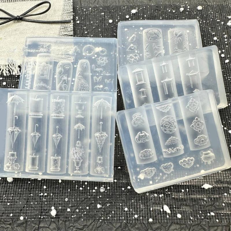 Reusable Nail Charm Silicone Mold For Chinese Emboss 3D Nail Art Creations And Creative Nail Embellishments