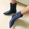 Women's flat-bottomed short boots spring and autumn large size European and American style woven casual short boots
