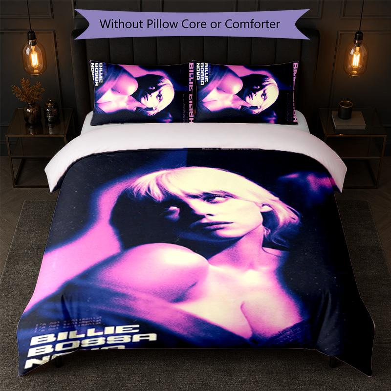 Billie Eilish Print 3Pcs Duvet Cover Set 1 Duvet Cover and 2 Pillowcases Soft Bed Linen For Household Bedroom