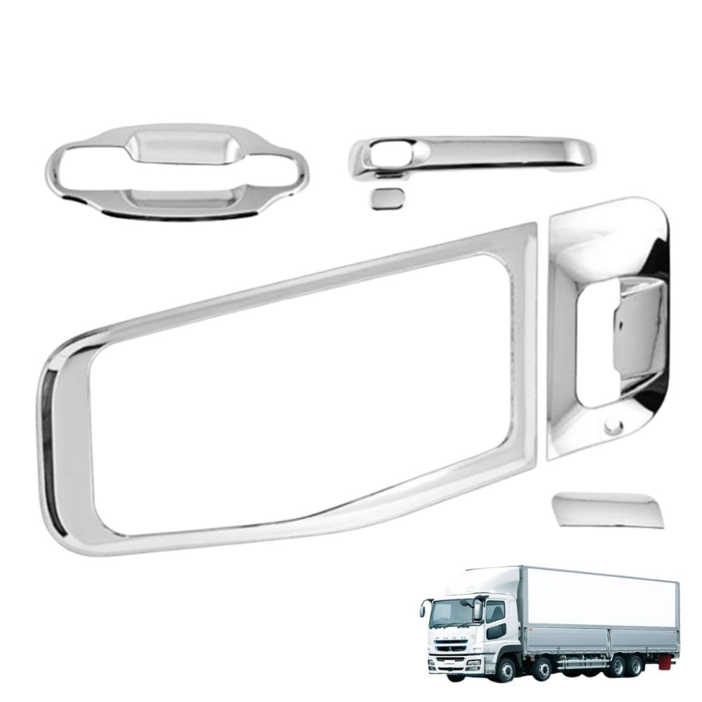 Mitsubishi Fuso Super Great NEW Door Handle Cover Chrome Grip Truck Universal Set one+lifestyle 17/07/10t Protector, Garnish, Compatible, 6-Piece