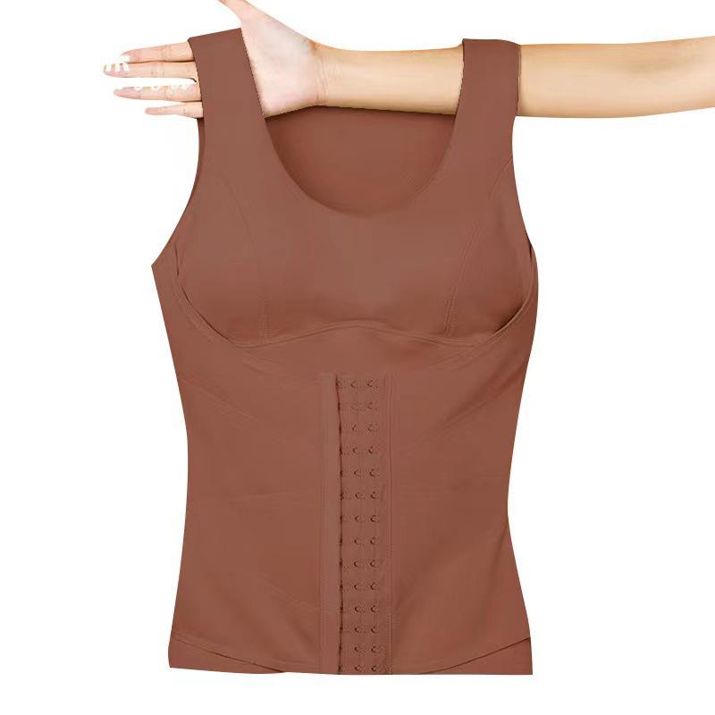 Women's Double-Sided Velvet Slimming Sleeveless Vest with Chest Pads - Heat-Generating Body Shaping Base Layer