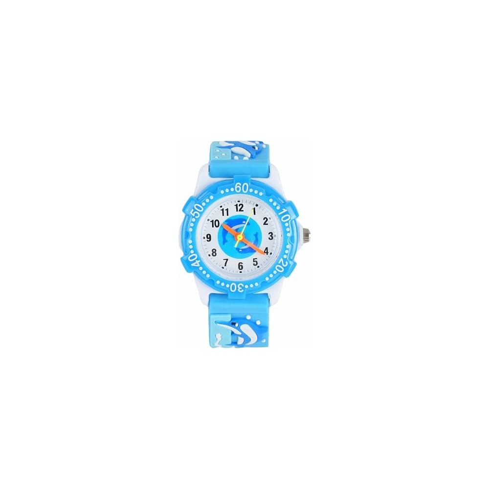 Maeau Kids Dinosaur Pattern Sports Watch Lightweight Blue Shark Design for Boys