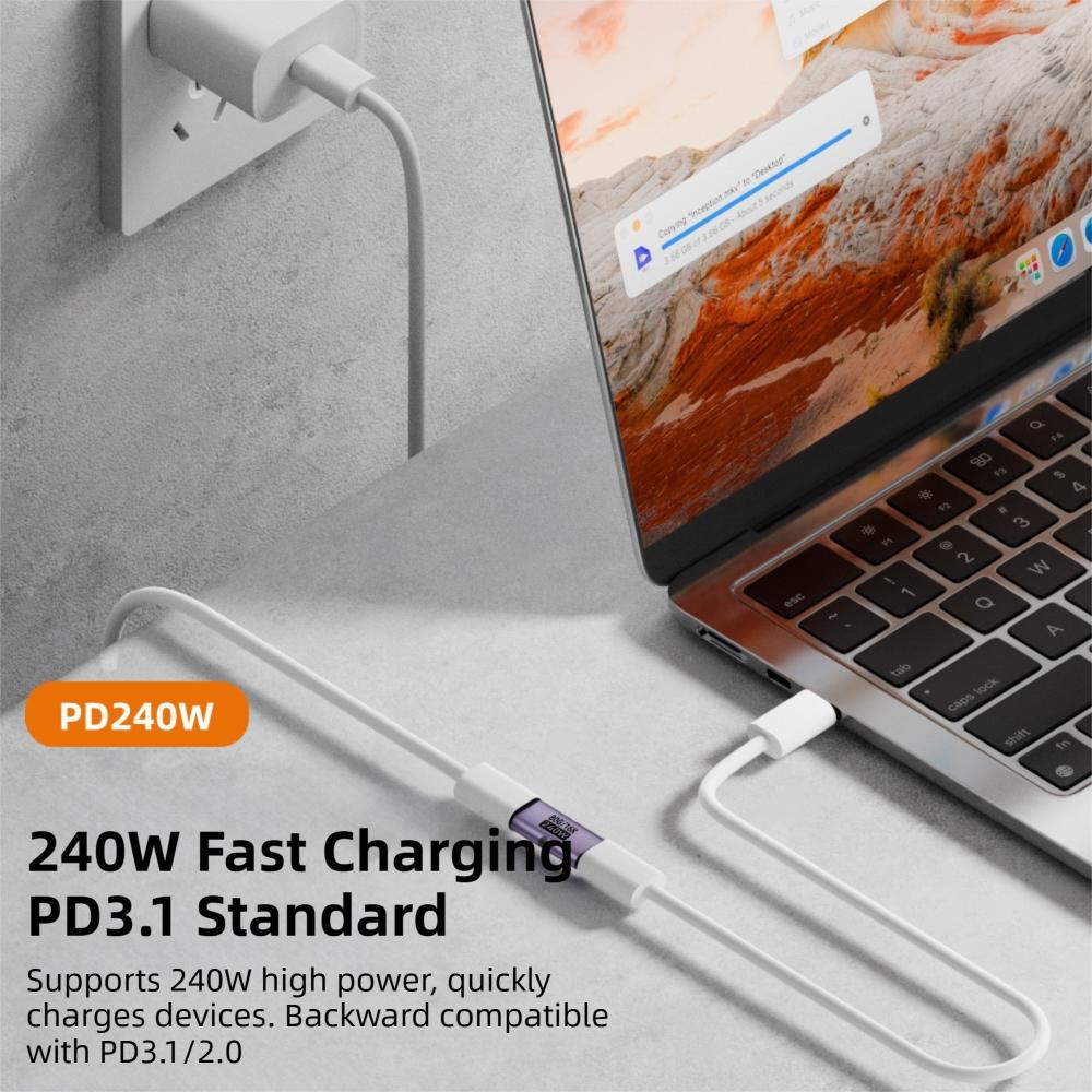 PD 3.1 240W USB C Female to Female Converter 80Gbps 16K 60HZ USB4 Type-C Extender Fast Charging Aluminum Alloy Connector