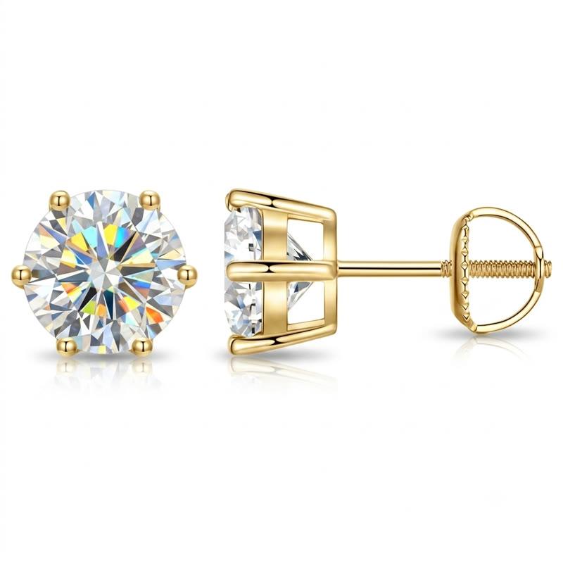WUIHA 925 Sterling Silver Round Cut VVS1 D Color Real GRA Moissanite Diamonds Wedding Engagement Studs Earrings Fine Jewelry