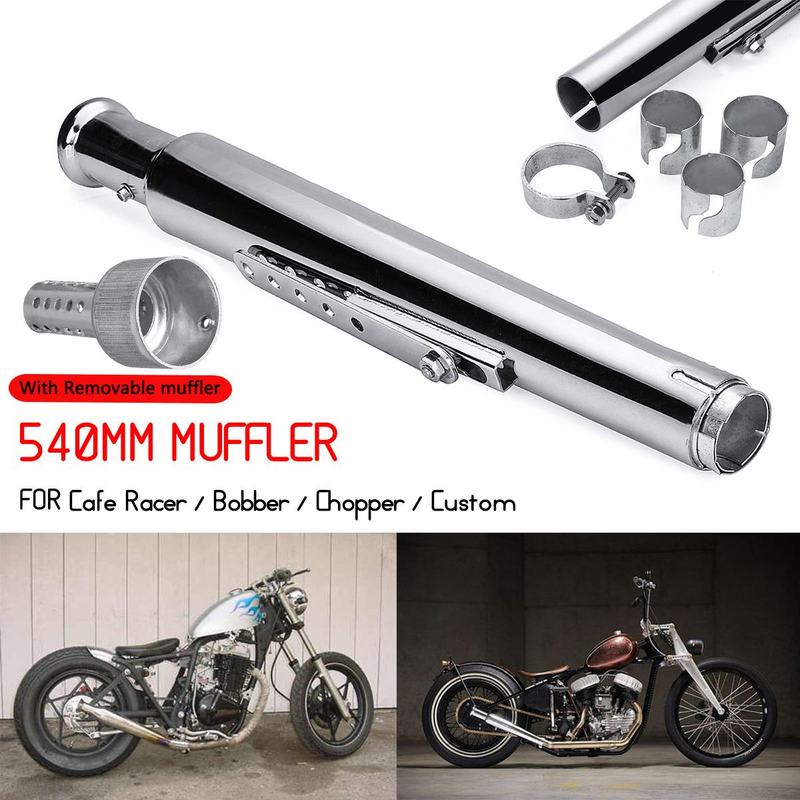 Silenziatore Universale per Scarico Moto Retro Vintage Classico Cromato Escap Moto per cg125 sr400 cb500 vt500 CM300 500 Cafe