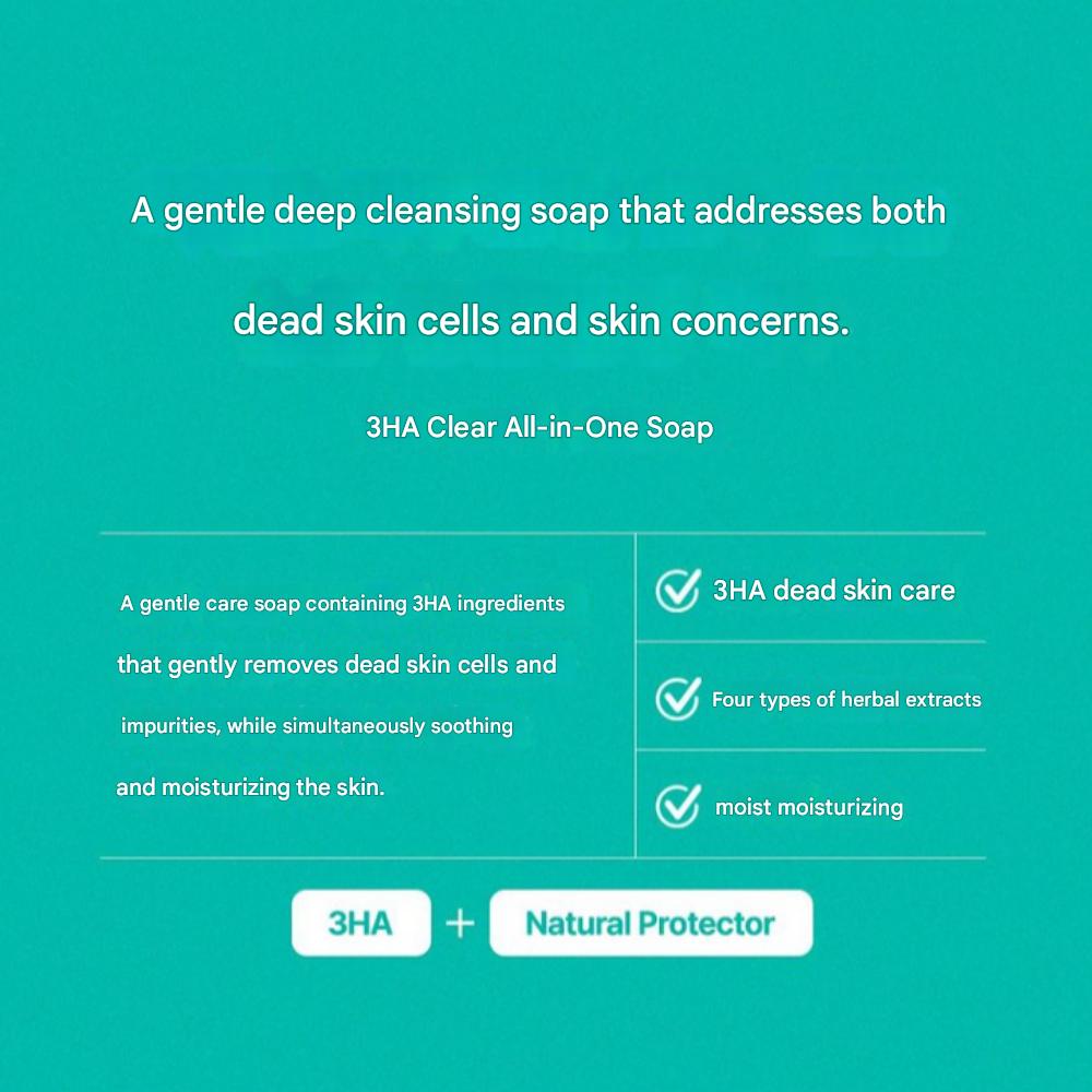 3HA All-in-One Cleansing Bar: Exfoliation, Face & Body, and Waste Removal All in One! 2(Two) Low-Irritation Soaps