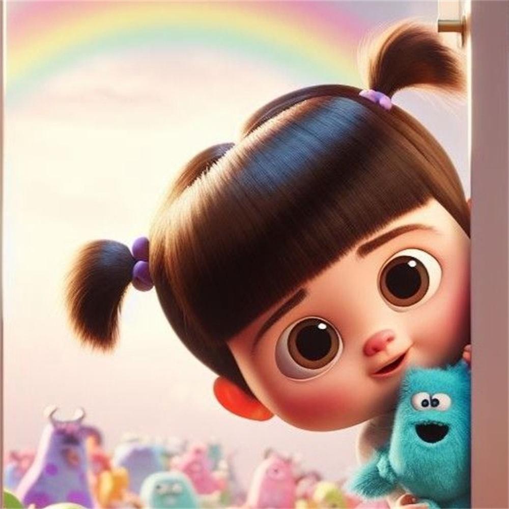 2026 Nowy Disney Potwory i Spółka Urocza Dziewczynka Haft Diamentowy Kreskówka Okrągły Obraz Diamentowy Mozaika Puzzle Dżety Dekoracja Domu