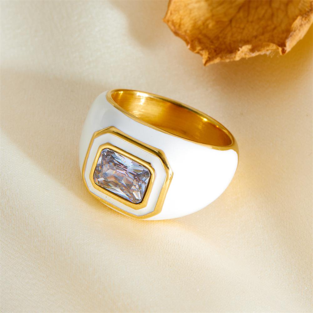 

Зеленый Призрак Модное Кольцо Титановая Сталь Не Тускнеющее Высококлассное Кольцо Женское Нишевый Дизайн Эмалевое Кольцо Капающее Масло 7