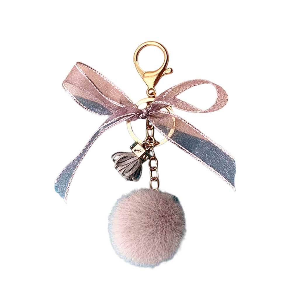 

Keychain Modern Fashion Tousy Auto Key Ring Portable Simple Bag Pendant Artificial Fur Buckle Women Party Birthday Gifts серый
