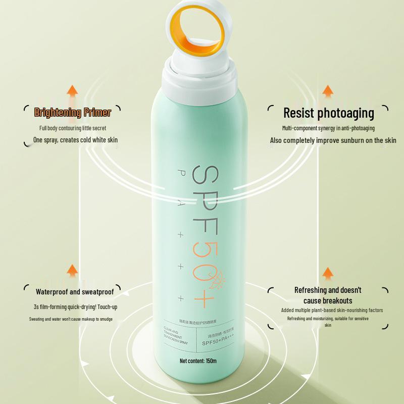 Clear SPF50+ PA+++ Sunscreen Spray: Non-Whitening UV Protection for Men & Women (Spring/Summer)
