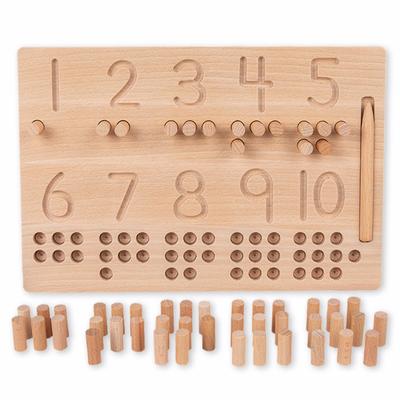 Holz Zahlenpuzzle Sortieren Montessori Spielzeug Kleinkinder 1-10 Ziffern Nachspurbrett Logarithmisches Übungsbrett Zählen Mathe Spielzeug