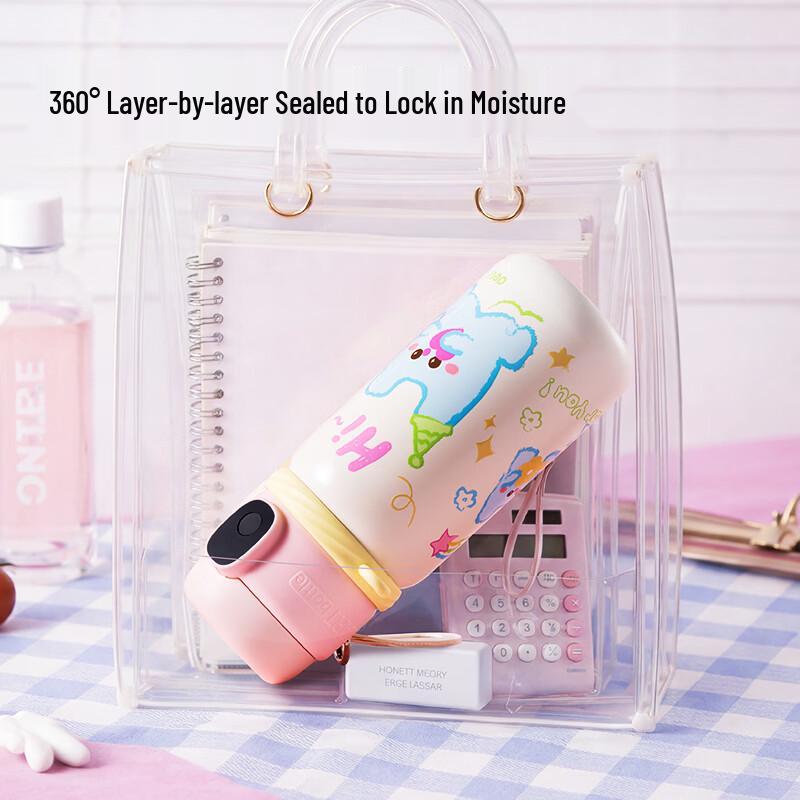 Deli Kids' Smart Fingerprint Insulated Straw Water Bottle, 580ml