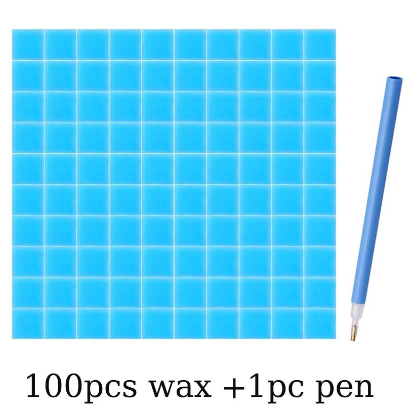 2*2cm Blaue Kreuzstich Punktkleber Zubehör Diamantmalerei Stickerei Kleber Knete Wachs Schlamm Mit Stift DIY Stickwerkzeug-Set