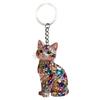 Porte-clés Acrylique Avec Motifs Mignons de Fleurs et de Chats Résistant aux Rayures Pour Bureaux et Usage Scolaire
