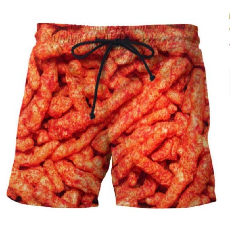 Summer 3D Delicious Food Print Shorts Fashionable Casual Beach Men's Shorts