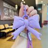 Y2K Trendy Candy Color Leather Cotton Filled Bow Keychain Sweet Bowknot Keyring Bag Pendant Backpack Hanging Decoration