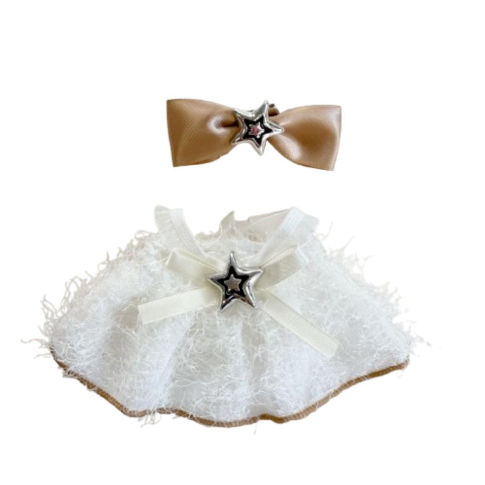 

Feather Dress Set Labubu Doll s Clothes Handmade 17cm Plush Dolls Clothes Cotton Doll Accessories білий