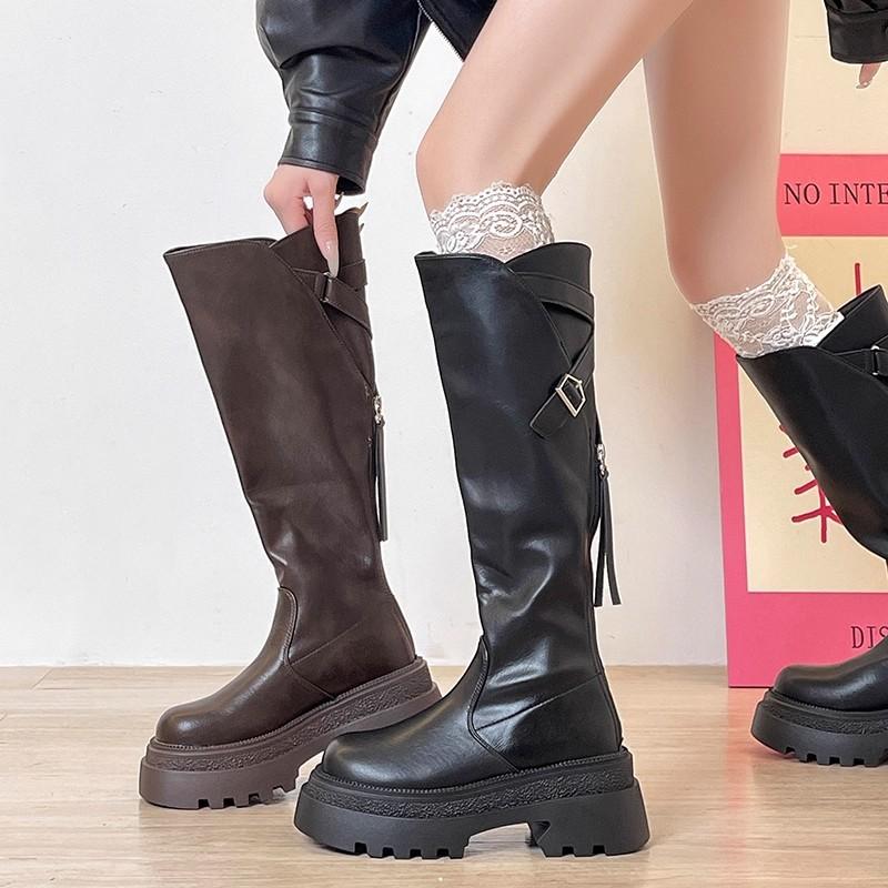Niche Design Small Height-increasing Long Boots for Women's 2025 Autumn and Winter New Niche Thick-soled Comfortable High Fashion Boots